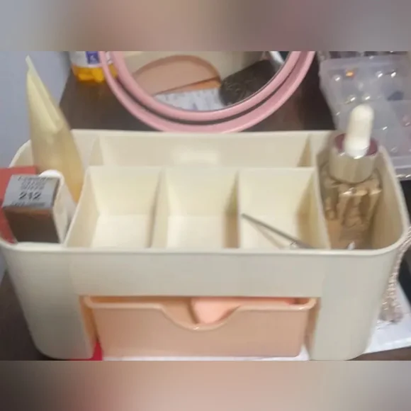 2 Cosmetic/Makeup Storage Organizers with Drawer - Pink